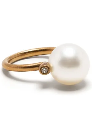 Hum 18kt yellow pearl and diamond ring