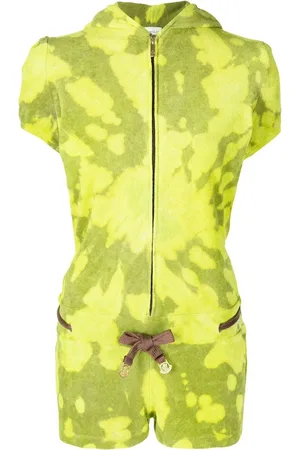 Stain Shade Tie-dye hooded playsuit