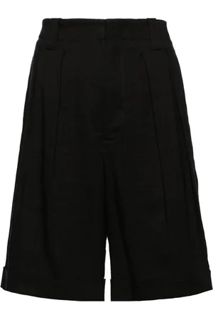 LORENA ANTONIAZZI Pleat-detail linen blend shorts
