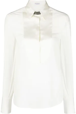 Brunello Cucinelli Monili-embellishment silk top