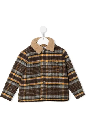 BONPOINT Checked shearling-collar jacket