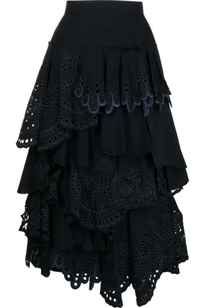 BIYAN Floral-lace scallop-detail layered skirt