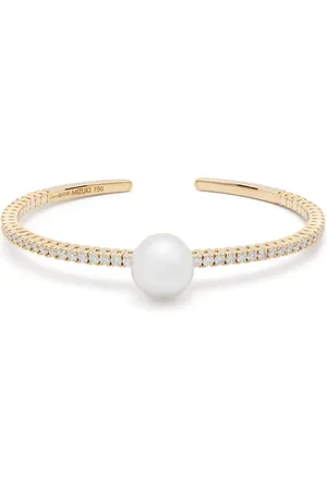 Mizuki 18kt yellow South Sea pearl and diamond cuff bracelet