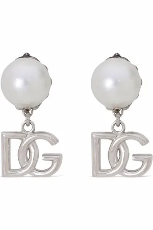 Dolce & Gabbana DG-logo pearl-embellished drop earrings