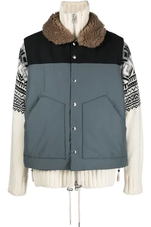 SACAI Padded shearling-collar jacket