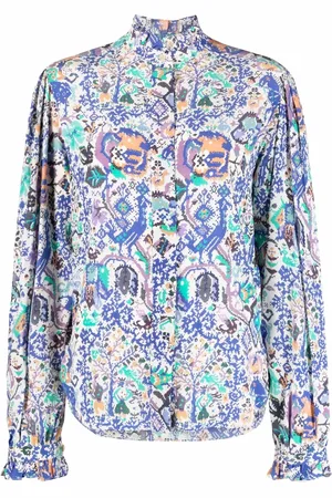 Isabel Marant Banessa abstract-print ruffled blouse