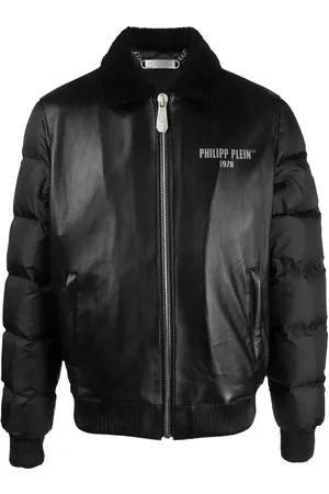 Philipp Plein Logo-print padded leather jacket