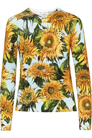 Oscar de la Renta Sunflower-print knitted cardigan