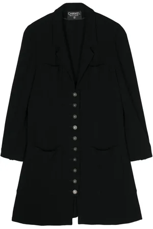 CHANEL 1990 logo-buttons wool coat