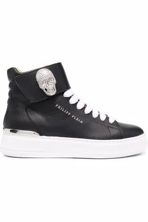 Philipp Plein Crystal-skull leather sneakers
