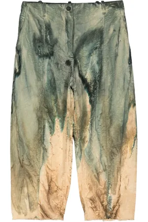MASNADA Tie-dye cropped cotton trousers