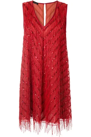 Emporio Armani Fringed shift silk dress