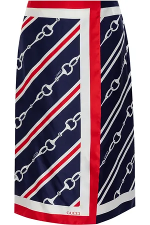 Gucci Horsebit-print silk skirt