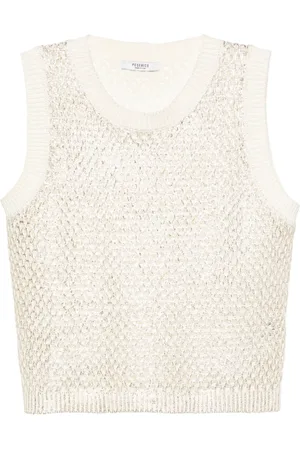 PESERICO SIGN Metallic-effect knitted top