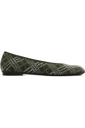 Burberry Crystal-check suede ballet flats