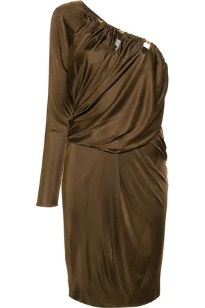 Puccini Asymmetric draped midi dress