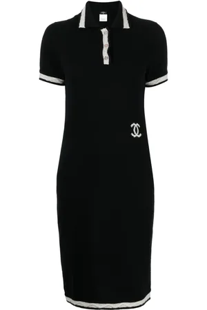 CHANEL 2004 CC-logo cashmere polo dress