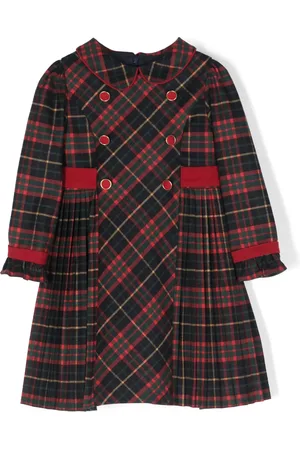PATACHOU Tartan-plaid double-breasted dress