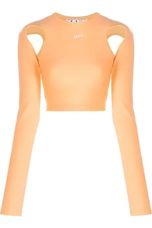 OFF-WHITE Cut-out long-sleeve crop top