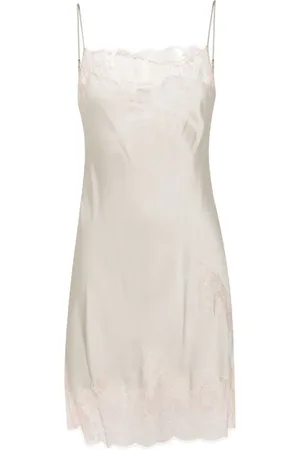 CARINE GILSON Calais-Caudry lace-trim silk slip dress