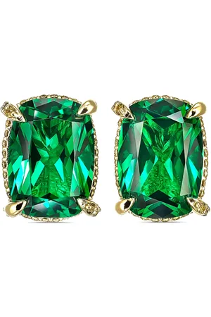 Anabela Chan 18kt yellow gold vermeil Wing emerald and diamond earrings