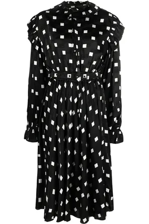Balenciaga Ruffle spot-print midi dress
