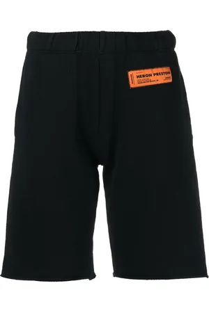 Heron Preston Logo-patch organic-cotton knee-length shorts