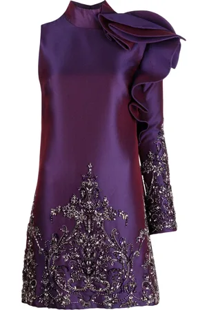 Saiid Kobeisy Mikado one-shoulder beaded dress