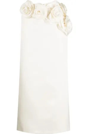 MAGDA BUTRYM Floral-appliqu?? silk midi skirt