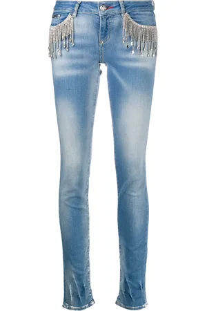 Philipp Plein Crystal-fringe slim-fit jeans
