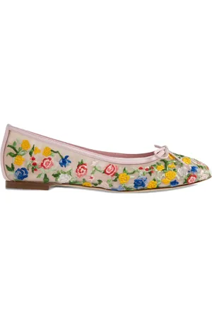 Manolo Blahnik Embroidered floral ballerina shoes