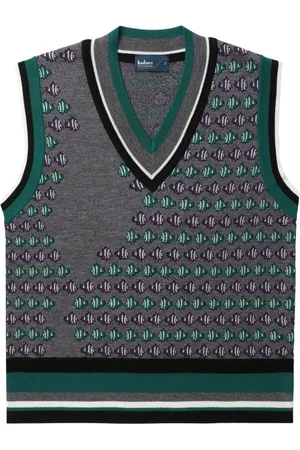 Kolor Fish-motif intarsia-knit vest