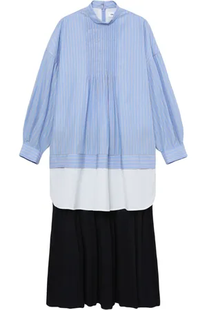 ENFÖLD Pinstripe-print layered cotton dress