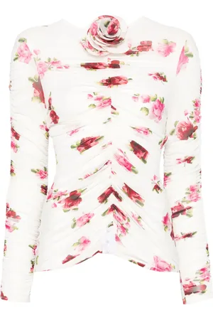 MAGDA BUTRYM Rose-appliqu?? ruched top