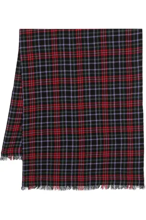 YOHJI YAMAMOTO Checked frayed wool scarf