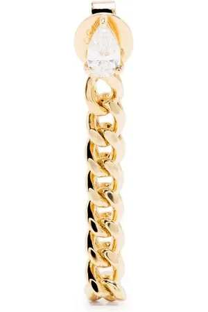 Anita 18kt yellow cuban link diamond loop earring
