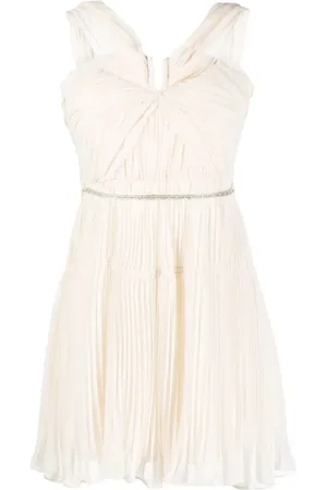Self-Portrait Crystal-embellished pleated mini dress