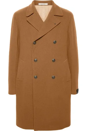 TAGLIATORE Brooch-detail double-breasted coat