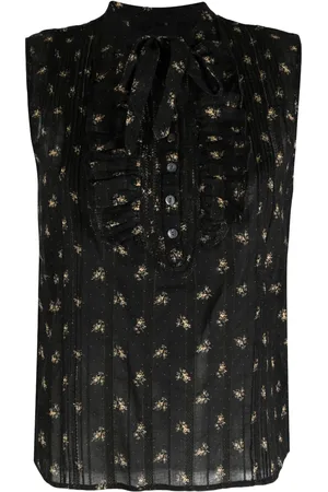 Ralph Lauren Patterned-jacquard sleeveless blouse