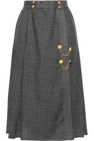 CHANEL 1990s pleated wool midi skirt