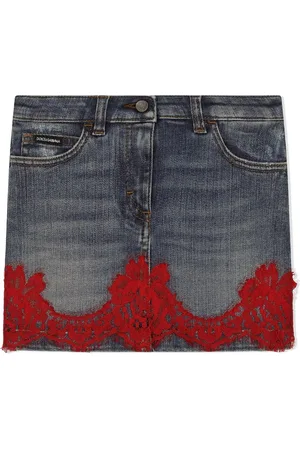 Dolce & Gabbana Lace-insert denim miniskirt