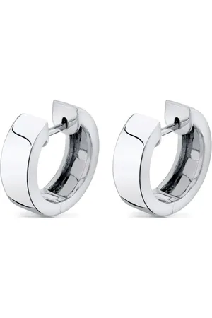 Anita 18K white gold wide huggie earrings