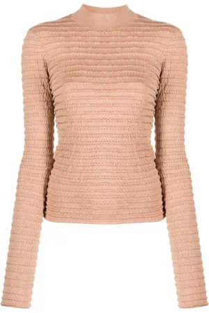 Frame Smocked mock-neck jumper