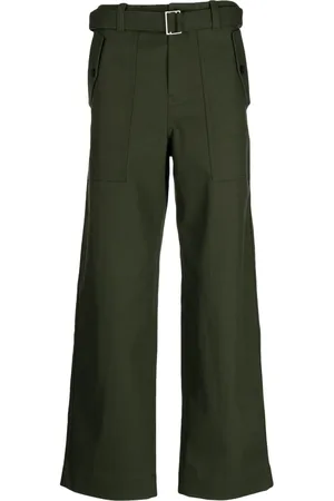 Maison Kitsuné Belted-waist straight-leg trousers