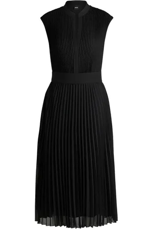 HUGO BOSS Sleeveless V-neck pleated midi dress