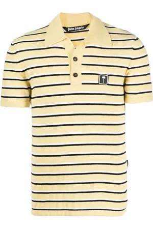 Palm Angels Logo-patch striped terry polo shirt