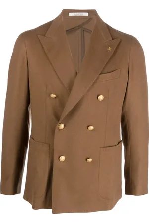 TAGLIATORE Brooch-detail double-breasted blazer