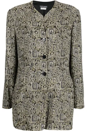 Giorgio Armani 1990s geometric print collarless jacket