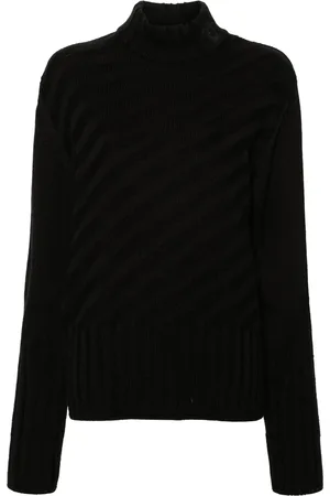 VERSACE 2000s striped mock-neck jumper