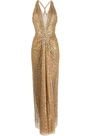 Jenny Packham Lana crystal-embellished halterneck dress